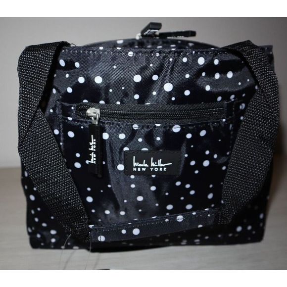 Nicole Miller New York N8084-18D Black/White Dots Insulated 11" Lunch Tote - Picture 1 of 10